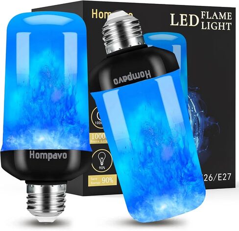 Hompavo 【Upgraded】 LED Flame Light Bulbs, 4 Modes Flickering Light Bulbs with Upside Down Effect, E26/E27 Flame Bulb for Halloween Christmas Party Patio Porch Home Indoor & Outdoor Decorations - 2 in Saudi Arabia