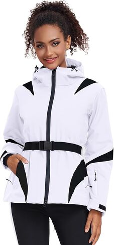 GS SNOWING Women's Ski Jackets Snowboard Coats Windproof Waterproof Insulated Warm Winter Mountain Hooded Jacket with Belt in Kuwait