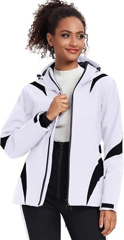 GS SNOWING Women's Ski Jackets Snowboard Coats Windproof Waterproof Insulated Warm Winter Mountain Hooded Jacket with Belt in Kuwait