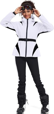 GS SNOWING Women's Ski Jackets Snowboard Coats Windproof Waterproof Insulated Warm Winter Mountain Hooded Jacket with Belt in Kuwait