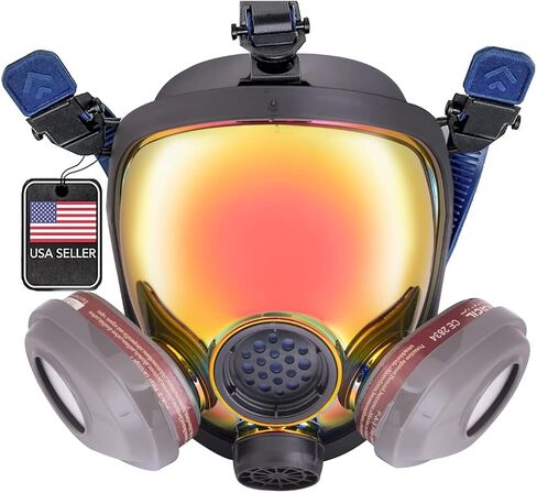 Parcil Distribution Gas Mask Survival Nuclear and Chemical Full Face Respirator - Organic Vapor & Particulate - CE Tested in Kuwait