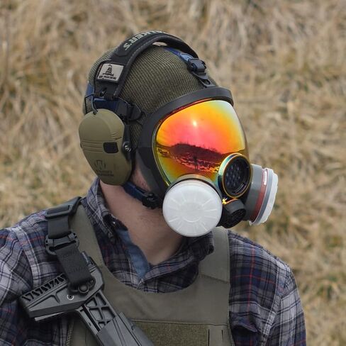 Parcil Distribution Gas Mask Survival Nuclear and Chemical Full Face Respirator - Organic Vapor & Particulate - CE Tested in Kuwait