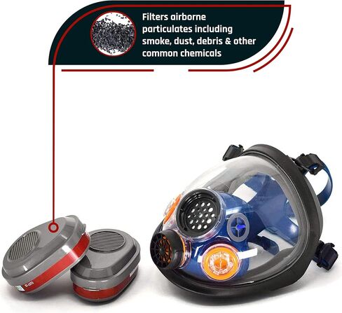 Parcil Distribution Gas Mask Survival Nuclear and Chemical Full Face Respirator - Organic Vapor & Particulate - CE Tested in Kuwait