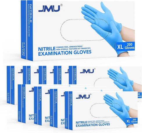 JMU 200 Medical Nitrile Gloves Medium, 3.5 Mil Nitrile Exam Gloves Disposable Latex-Free, Blue in Saudi Arabia
