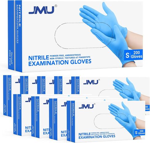 JMU 200 Medical Nitrile Gloves Medium, 3.5 Mil Nitrile Exam Gloves Disposable Latex-Free, Blue in Saudi Arabia