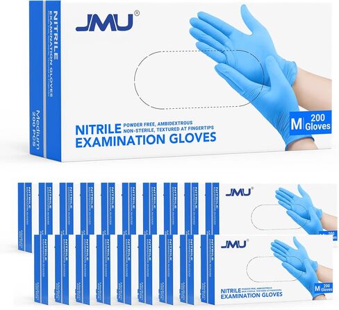 JMU 200 Medical Nitrile Gloves Medium, 3.5 Mil Nitrile Exam Gloves Disposable Latex-Free, Blue in Saudi Arabia