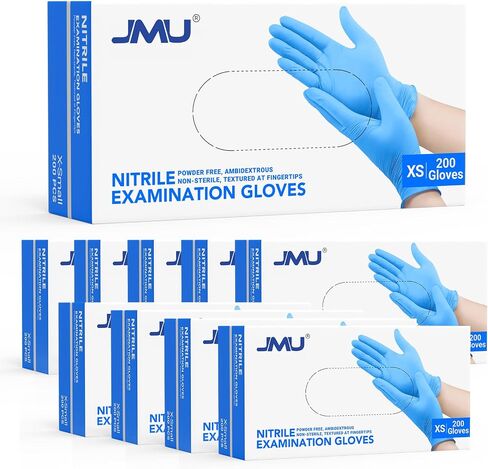 JMU 200 Medical Nitrile Gloves Medium, 3.5 Mil Nitrile Exam Gloves Disposable Latex-Free, Blue in Saudi Arabia