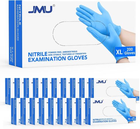 JMU 200 Medical Nitrile Gloves Medium, 3.5 Mil Nitrile Exam Gloves Disposable Latex-Free, Blue in Saudi Arabia
