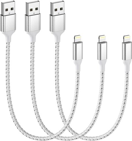 2FT iPhone Charging Cable, 3-Pack [MFi Certified] USB to Lightning Cable 2ft for Car Fast Charging Braided Short iPhone Cord Compatible with Apple iPhone 14/13/12/11Pro/X/XR/8/7/6s/Plus/SE/iPad in Saudi Arabia