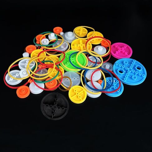 46PCS Belt Pulley Set Plastic Belt Pulley with Rubber Band for RC Car Truck Robot DIY Model Toy Accessories in Kuwait