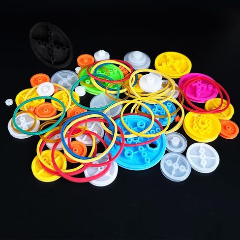 46PCS Belt Pulley Set Plastic Belt Pulley with Rubber Band for RC Car Truck Robot DIY Model Toy Accessories in Kuwait