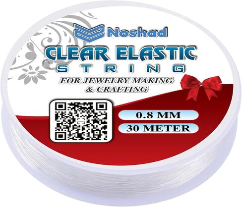 Noshad® 30Meter Clear Elastic String, Spool of Streachy Cord, Thread for Crafts and Beading, DIY Projects, Bracelet & Jewelry Making. (0.5mm Pack of 1) in Saudi Arabia