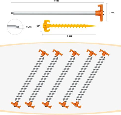 12+2PCS Tent Stakes Heavy Duty Camping Stakes,AVOFOREST 9.8inch Non-Rust Metal Tent Pegs Ground Stakes Tent Spikes Camping,Garden,Hiking Green in Saudi Arabia
