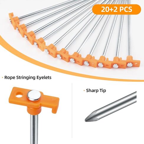 12+2PCS Tent Stakes Heavy Duty Camping Stakes,AVOFOREST 9.8inch Non-Rust Metal Tent Pegs Ground Stakes Tent Spikes Camping,Garden,Hiking Green in Saudi Arabia
