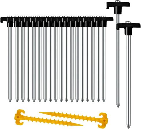 12+2PCS Tent Stakes Heavy Duty Camping Stakes,AVOFOREST 9.8inch Non-Rust Metal Tent Pegs Ground Stakes Tent Spikes Camping,Garden,Hiking Green in Saudi Arabia