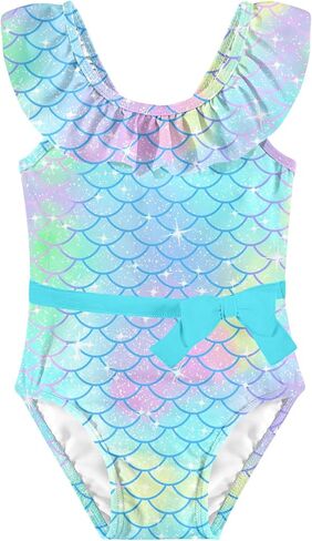 Girls One Piece Swimsuits Toddler Cute Ruffle Bathing Suits Quick Dry Beach Swimwear Size 2-7 Years in Saudi Arabia
