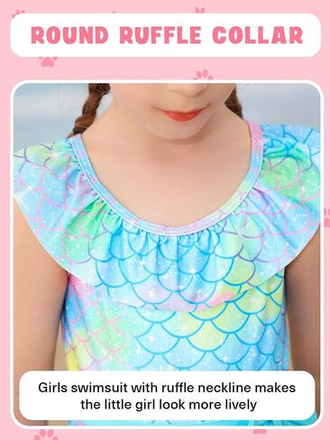 Girls One Piece Swimsuits Toddler Cute Ruffle Bathing Suits Quick Dry Beach Swimwear Size 2-7 Years in Saudi Arabia