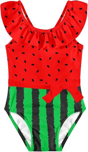 ملابس سباحة للفتيات من قطعة واحدة ملابس سباحة لطيفة مكشكشة للأطفال الصغار ملابس سباحة للشاطئ سريعة الجفاف مقاس 1-5 سنوات in Kuwait