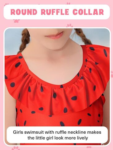 ملابس سباحة للفتيات من قطعة واحدة ملابس سباحة لطيفة مكشكشة للأطفال الصغار ملابس سباحة للشاطئ سريعة الجفاف مقاس 1-5 سنوات in Kuwait