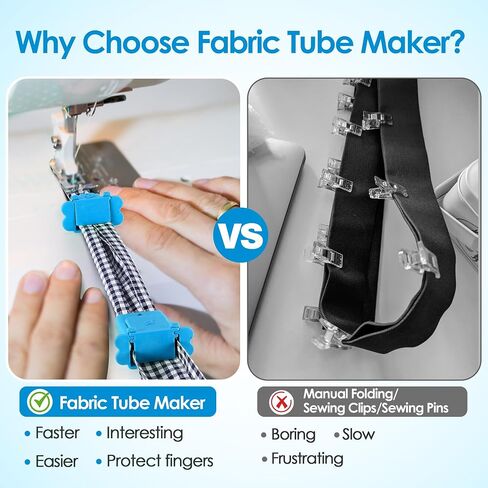 2 Set Fabric Tube Maker for Fabric Roll Rugs, Fabric Roll Tube Maker for Rugs, Bias Tape Maker Suitable for Fabric DIY, Woven Fabric Sewing, Making Fabric Roll Rugs Easier and Faster 676226 in Kuwait