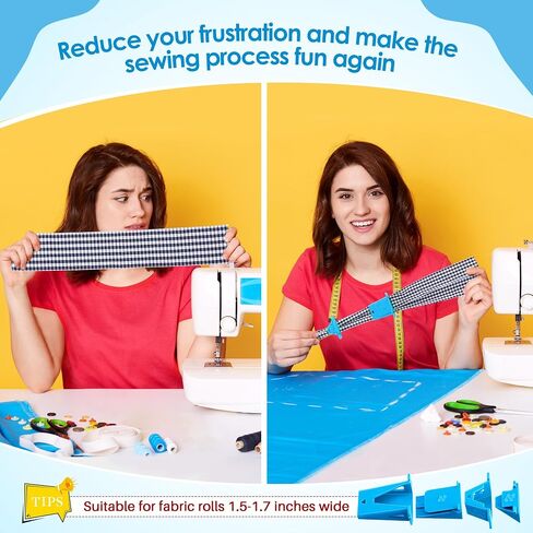 2 Set Fabric Tube Maker for Fabric Roll Rugs, Fabric Roll Tube Maker for Rugs, Bias Tape Maker Suitable for Fabric DIY, Woven Fabric Sewing, Making Fabric Roll Rugs Easier and Faster 676226 in Kuwait