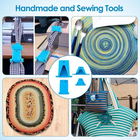 2 Set Fabric Tube Maker for Fabric Roll Rugs, Fabric Roll Tube Maker for Rugs, Bias Tape Maker Suitable for Fabric DIY, Woven Fabric Sewing, Making Fabric Roll Rugs Easier and Faster 676226 in Kuwait