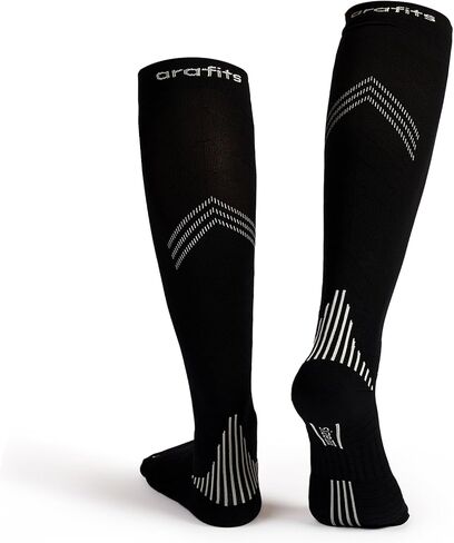 Compression Socks for Women & Men | Premium Lycra Spandex | 15-20mmHg Support for Circulation | Reflective Strips | Original Packaging in Saudi Arabia