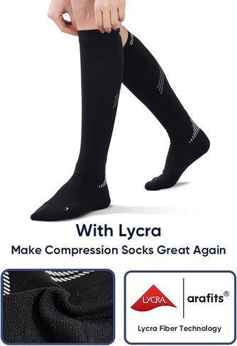 Compression Socks for Women & Men | Premium Lycra Spandex | 15-20mmHg Support for Circulation | Reflective Strips | Original Packaging in Saudi Arabia