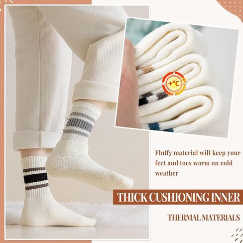 Merino Wool Socks for Women 5 Pairs Warm Winter Hiking Thick Thermal Cozy Boot Work Soft Ladies Crew Socks in Saudi Arabia
