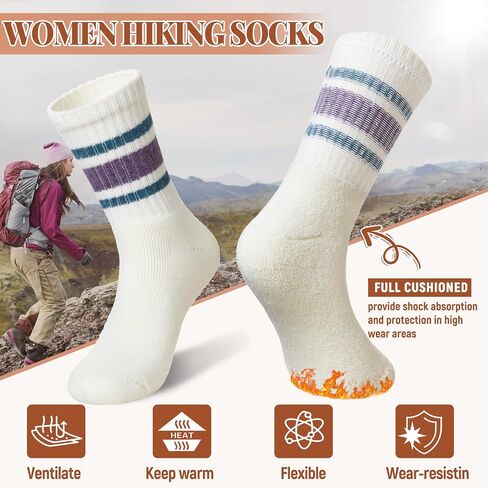 Merino Wool Socks for Women 5 Pairs Warm Winter Hiking Thick Thermal Cozy Boot Work Soft Ladies Crew Socks in Saudi Arabia