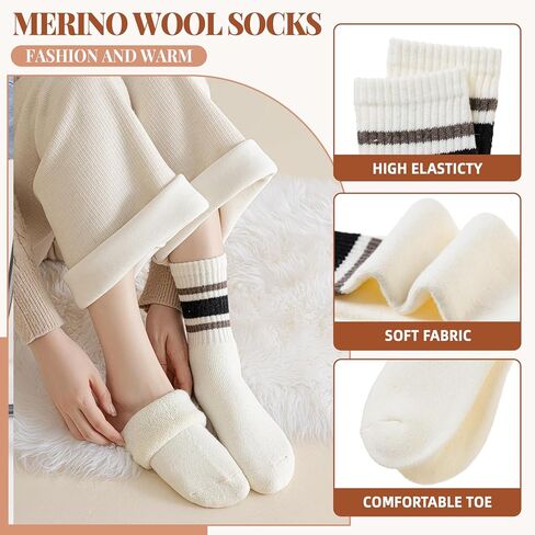 Merino Wool Socks for Women 5 Pairs Warm Winter Hiking Thick Thermal Cozy Boot Work Soft Ladies Crew Socks in Saudi Arabia