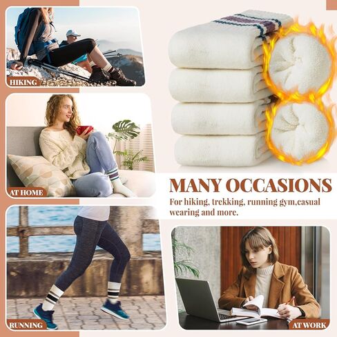Merino Wool Socks for Women 5 Pairs Warm Winter Hiking Thick Thermal Cozy Boot Work Soft Ladies Crew Socks in Saudi Arabia