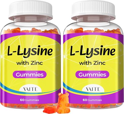 L-Lysine 1000mg with Zinc Gummies - Vitamins for Adults Tissue Health & Vegan Lysine Supplement Immune Support, Supports Skin, Lip, Gluten Free, Non-GMO, Amino Acid Supplements, 60 Gummy in Saudi Arabia