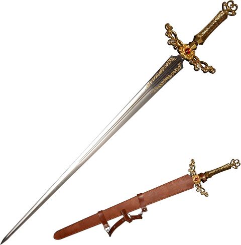 The Sword Series in The Game ER is Made of Metal, Stainless Steel, and Features a Knight Sword and a Sharp Giant Sword, Equipped with a Leather Sheath in Saudi Arabia