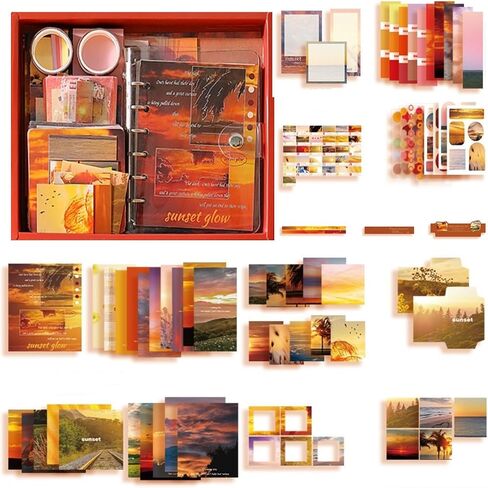 ChezMause Scrapbooking Supplies Kit, Aesthetic Daily Travel Scrapbook Kit for Bullet Junk Scrapbook Journal Supplies, DIY Journaling Supplies, Birthday Craft Gift for Girl Kid Women (Nightfall) in Saudi Arabia