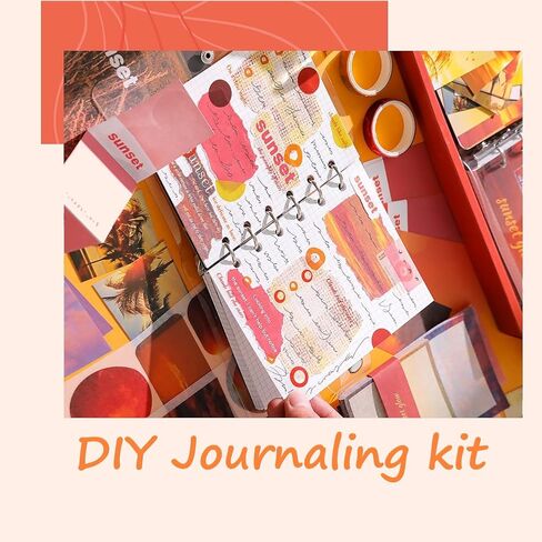 ChezMause Scrapbooking Supplies Kit, Aesthetic Daily Travel Scrapbook Kit for Bullet Junk Scrapbook Journal Supplies, DIY Journaling Supplies, Birthday Craft Gift for Girl Kid Women (Nightfall) in Saudi Arabia
