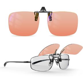 Goiteia FL-Rose Migraine Clip on Glasses-Amber Clip-on Blue Light Blocking Glasses for Eyes Strain/Light Sensitive/Fluorescent LED Lighting/Computer Screen Glare