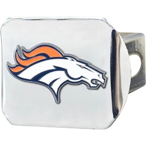 FANMATS NFL Denver Broncos Metal Hitch Cover, Chrome, 2" Square Type III Hitch Cover , Orange