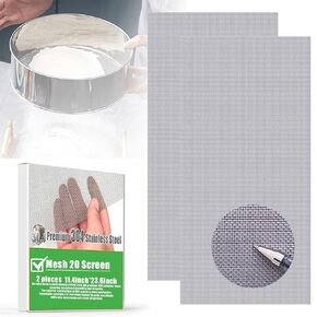 2PACK Stainless Steel Woven Wire Mesh 11.4in x 23.6in,20 Mesh Wire Mesh Screen 304 Stainless Screen Never Rust, Rodent Proof Net,Soil Mesh,Metal Mesh Screen for Garden/Fireplace Ventilation Duct