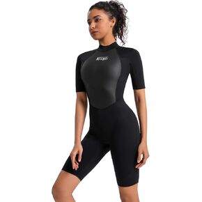KMT Wetsuit for Women, 2mm Womens Shorty Wetsuits Back Zip Wet Suits