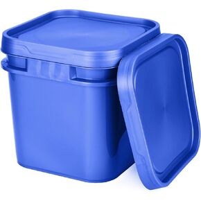 Suzile 10 Pcs White Plastic Bucket Square Bucket with Lid Utility Industrial Pail with Handle Oil Tub Container for Food Water Paint House Cleaning Storage Car Washing (2.2 Gallon)
