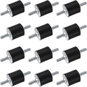 12PCS Rubber Isolator Mounts M6 Rubber Studs Shock Absorber 25x25mm Thread Rubber Mounts Rubber Vibration Isolator Mounts for Air Compressors Garage Motor Diesel Engines