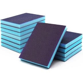 12 pcs Sanding Blocks Sponge Grit Assortment Kit Include Coarse,Medium,Fine, Superfine, Washable and Reusable, #120-180 3 pcs /#240-320 3 pcs /#320-400 3 pcs / #800-1000 3 pcs