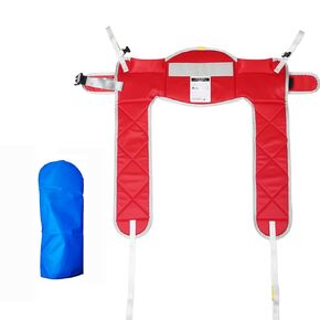 Hoyer Lift Sling with Thick Pads for Patient Lift,Shower,Toilet - Includes Waist Belt with Buckle - Head Support Option Available (Red, Large,with Head Support,with 1pc Slide Glove)
