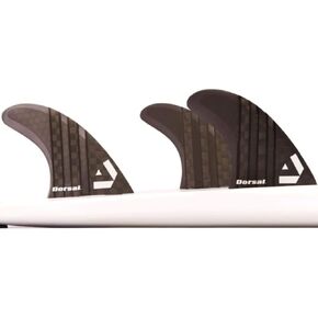 DORSAL Surfboard Fins Thruster 3 Set FCS Compatible Black Medium Carbon Fiber with Honeycomb Hexcore