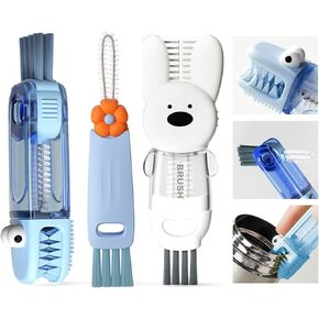 4 in 1 Cup Lid Cleaning Brush, 3 in 1 Bottle Brush, Cup Crevice Cleaning Tools, Easy to Clean and Storage, ABS+Silicone Cup Lid Gap Cleaner, Portable Multifunctional Bottle Cleaning Brush (3Pcs)