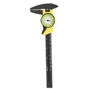 6 Inch Vernier Dial Caliper, 0-150mm Plastic Dial Caliper Vernier Caliper Gauge DIY Tools 0.1mm Read Value Imperial Standard(Yellow (English))