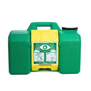 Eyewash Station 9-Gallon, OSHA/ANSI Compliant with one Eyewash Wall Mounted V-Sign, Highly Visible, Gravity Flow, Indoor/Outdoor, Pull Activated and Ready for Use