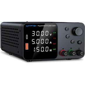 DC Power Supply 30V 5A Bench Power Supply with Output Switch/OCP Protection, Variable Power Supply with USB-A & USB-C Fast Charge/Precise Encoder Knobs