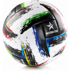 Western Star Soccer Ball Size 4 & Size 5 - Official Match Weight 5 Colors - Youth & Adult Soccer Players - Thermo Bonded Hybrid Balls - Reinforced Seams